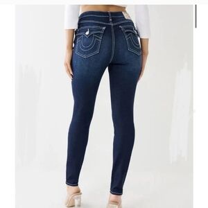 True Religion Women's Halle High Rise Super Skinny Blue Flap Jeans 30